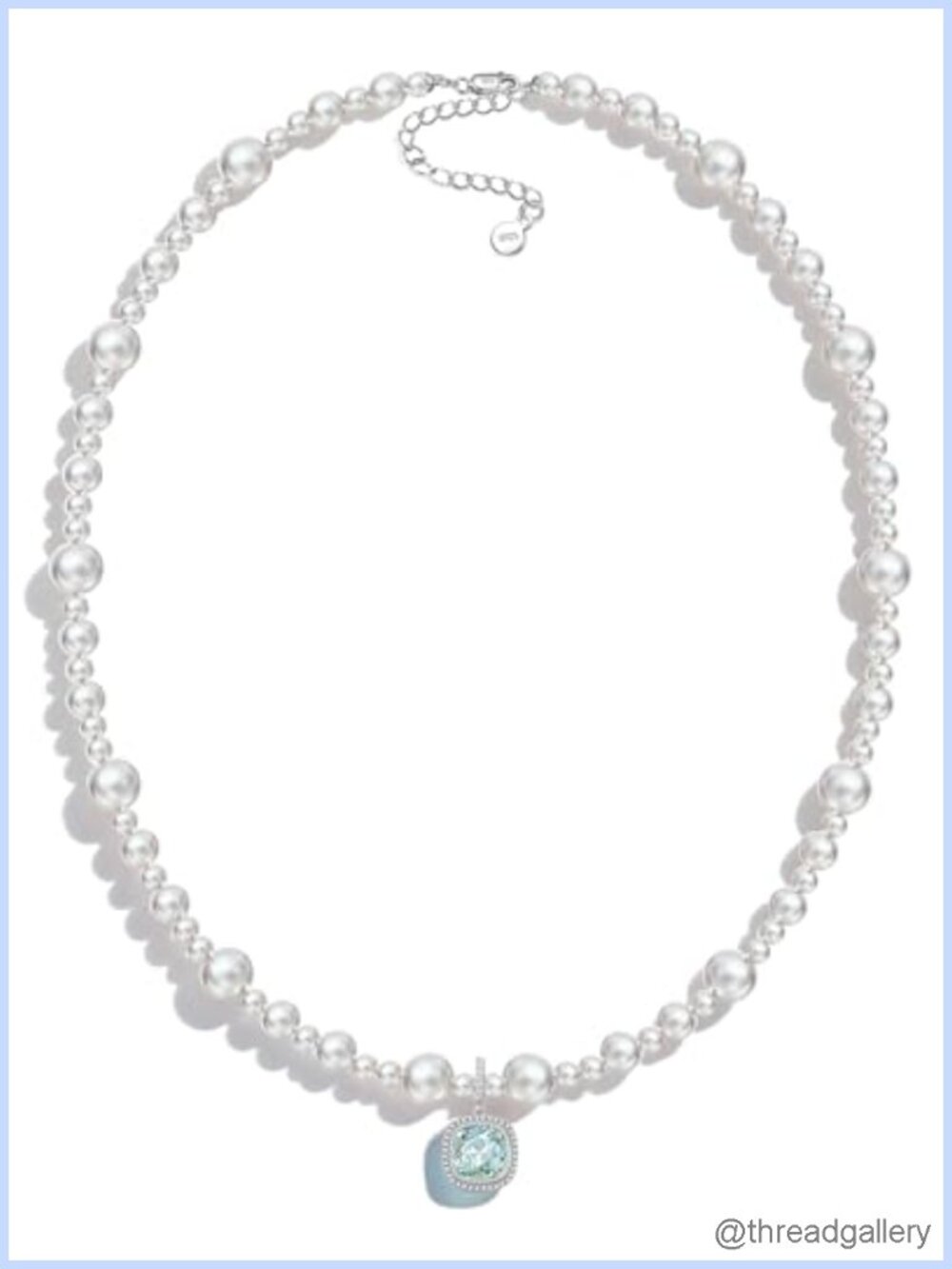 Pearl Necklace 925 Silver Swarovski Crystal Pendant Bridal Anniversary